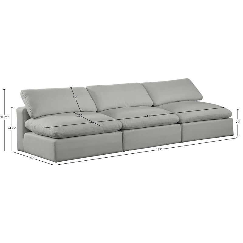 Meridian Comfy Grey Linen Textured Fabric Modular Sofa IMAGE 9