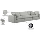 Meridian Comfy Grey Linen Textured Fabric Modular Sofa IMAGE 10