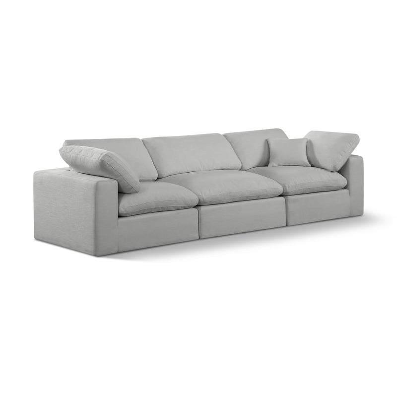 Meridian Comfy Grey Linen Textured Fabric Modular Sofa IMAGE 1