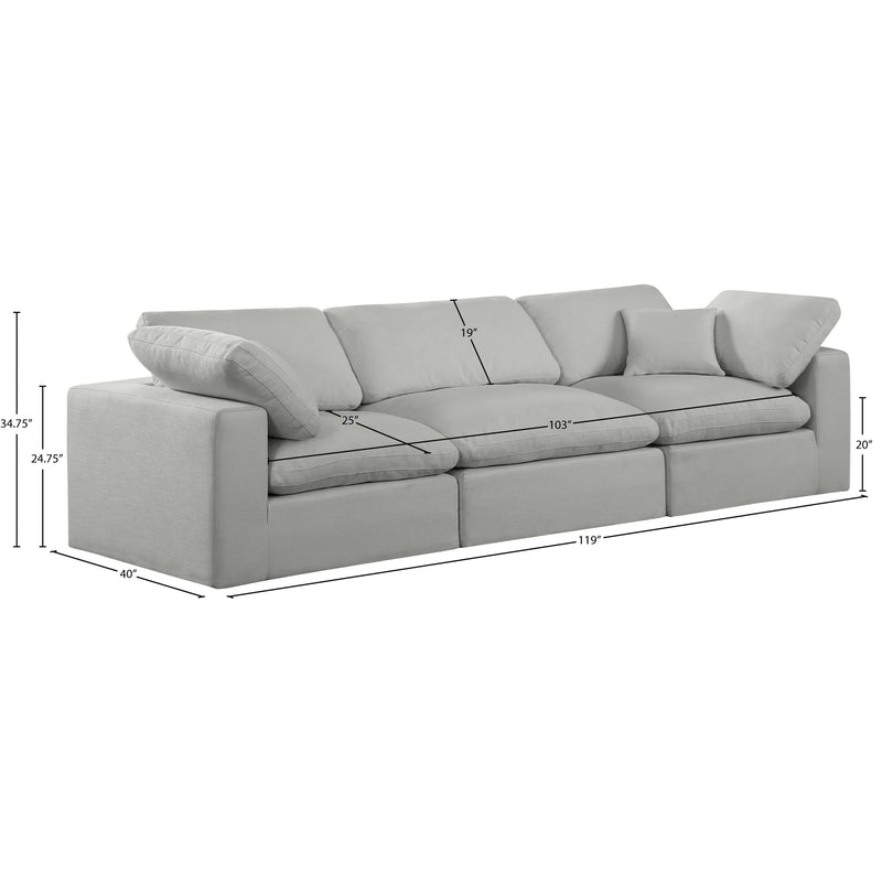 Meridian Comfy Grey Linen Textured Fabric Modular Sofa IMAGE 9