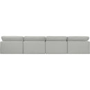 Meridian Comfy Grey Linen Textured Fabric Modular Sofa IMAGE 3
