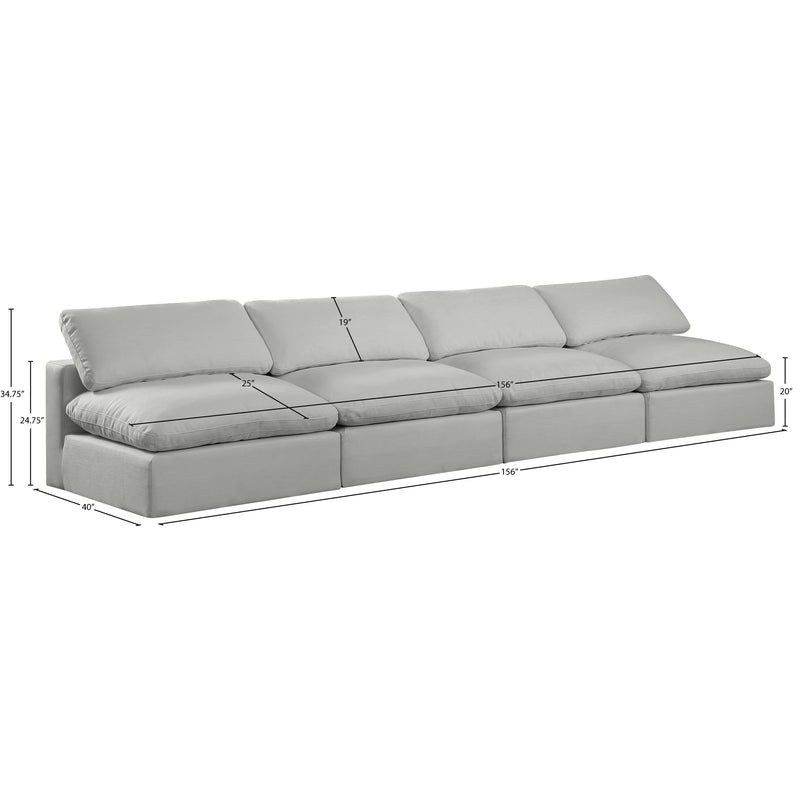 Meridian Comfy Grey Linen Textured Fabric Modular Sofa IMAGE 9