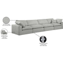 Meridian Comfy Grey Linen Textured Fabric Modular Sofa IMAGE 10