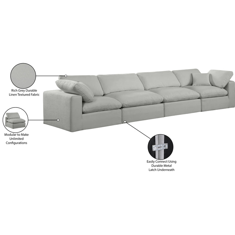 Meridian Comfy Grey Linen Textured Fabric Modular Sofa IMAGE 10