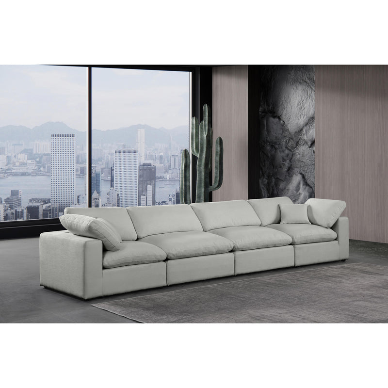 Meridian Comfy Grey Linen Textured Fabric Modular Sofa IMAGE 2