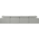 Meridian Comfy Grey Linen Textured Fabric Modular Sofa IMAGE 3