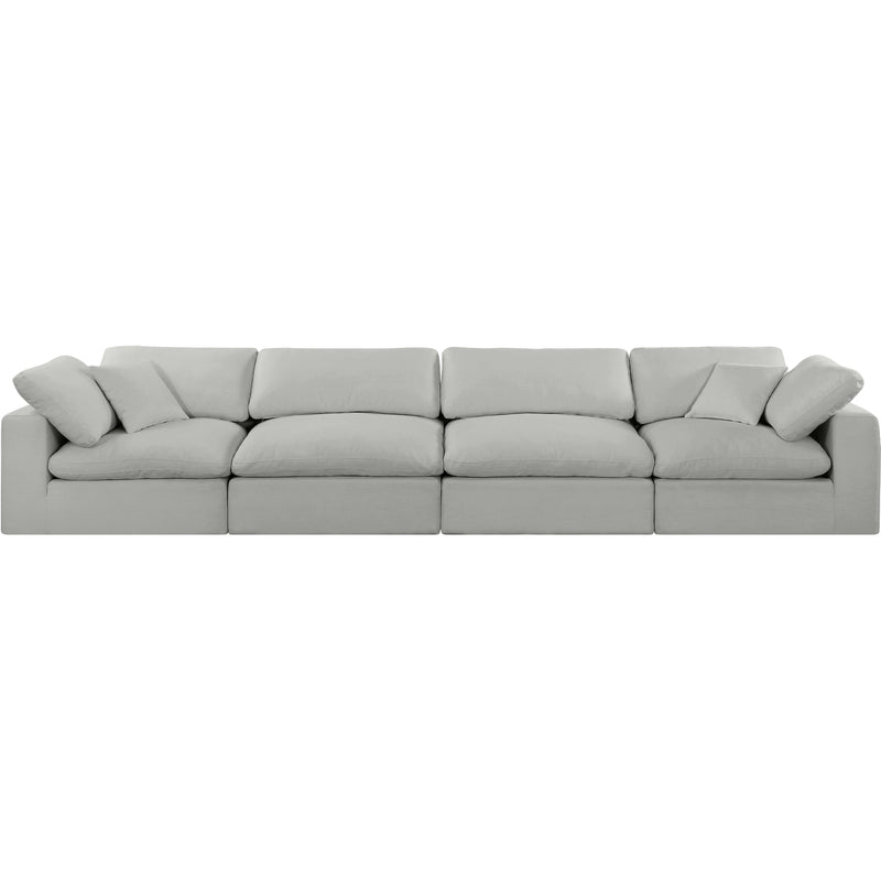 Meridian Comfy Grey Linen Textured Fabric Modular Sofa IMAGE 4