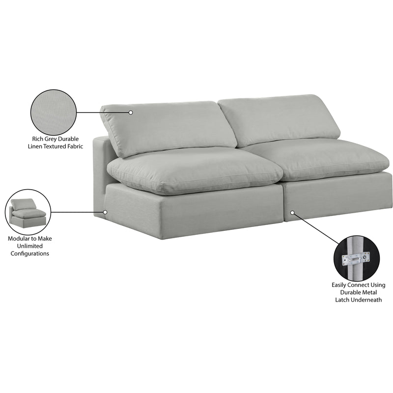 Meridian Comfy Grey Linen Textured Fabric Modular Sofa IMAGE 10