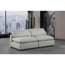 Meridian Comfy Grey Linen Textured Fabric Modular Sofa IMAGE 2
