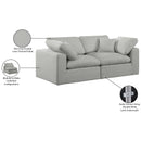 Meridian Comfy Grey Linen Textured Fabric Modular Sofa IMAGE 10