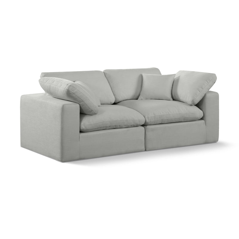 Meridian Comfy Grey Linen Textured Fabric Modular Sofa IMAGE 1