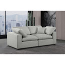 Meridian Comfy Grey Linen Textured Fabric Modular Sofa IMAGE 2