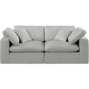 Meridian Comfy Grey Linen Textured Fabric Modular Sofa IMAGE 4