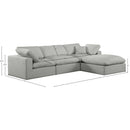 Meridian Comfy Grey Linen Textured Fabric Modular Sectional IMAGE 15