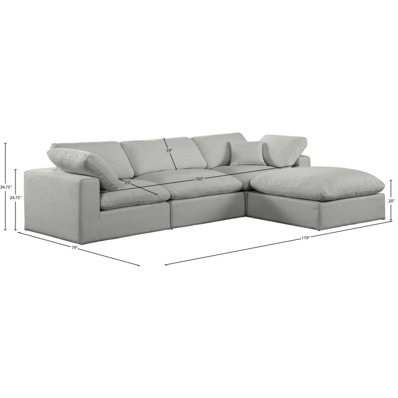 Meridian Comfy Grey Linen Textured Fabric Modular Sectional IMAGE 15