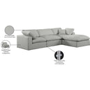 Meridian Comfy Grey Linen Textured Fabric Modular Sectional IMAGE 16