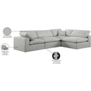 Meridian Comfy Grey Linen Textured Fabric Modular Sectional IMAGE 16