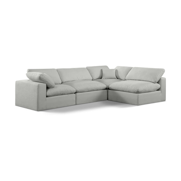 Meridian Comfy Grey Linen Textured Fabric Modular Sectional IMAGE 1