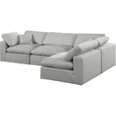 Meridian Comfy Grey Linen Textured Fabric Modular Sectional IMAGE 2