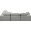 Meridian Comfy Grey Linen Textured Fabric Modular Sectional IMAGE 5