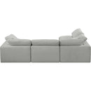 Meridian Comfy Grey Linen Textured Fabric Modular Sectional IMAGE 6