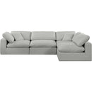 Meridian Comfy Grey Linen Textured Fabric Modular Sectional IMAGE 8