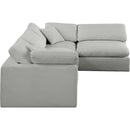 Meridian Comfy Grey Linen Textured Fabric Modular Sectional IMAGE 9