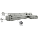 Meridian Comfy Grey Linen Textured Fabric Modular Sectional IMAGE 16