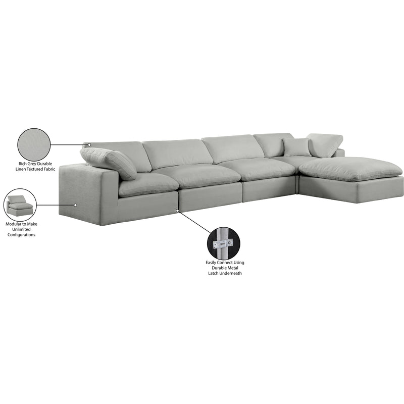 Meridian Comfy Grey Linen Textured Fabric Modular Sectional IMAGE 16