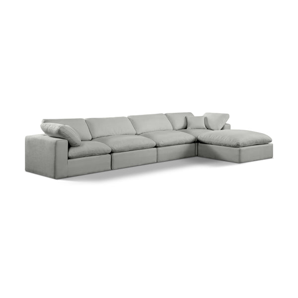 Meridian Comfy Grey Linen Textured Fabric Modular Sectional IMAGE 1