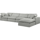 Meridian Comfy Grey Linen Textured Fabric Modular Sectional IMAGE 2