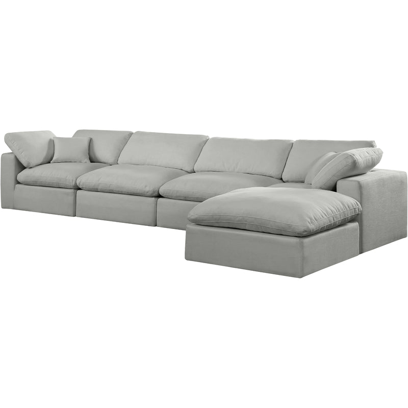 Meridian Comfy Grey Linen Textured Fabric Modular Sectional IMAGE 2