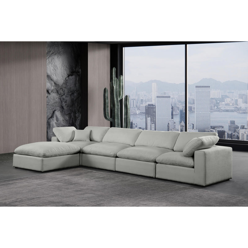 Meridian Comfy Grey Linen Textured Fabric Modular Sectional IMAGE 3