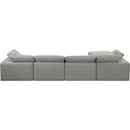 Meridian Comfy Grey Linen Textured Fabric Modular Sectional IMAGE 6