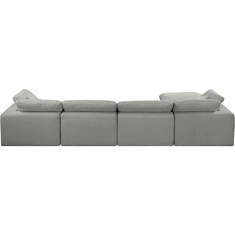 Meridian Comfy Grey Linen Textured Fabric Modular Sectional IMAGE 6