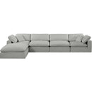 Meridian Comfy Grey Linen Textured Fabric Modular Sectional IMAGE 7