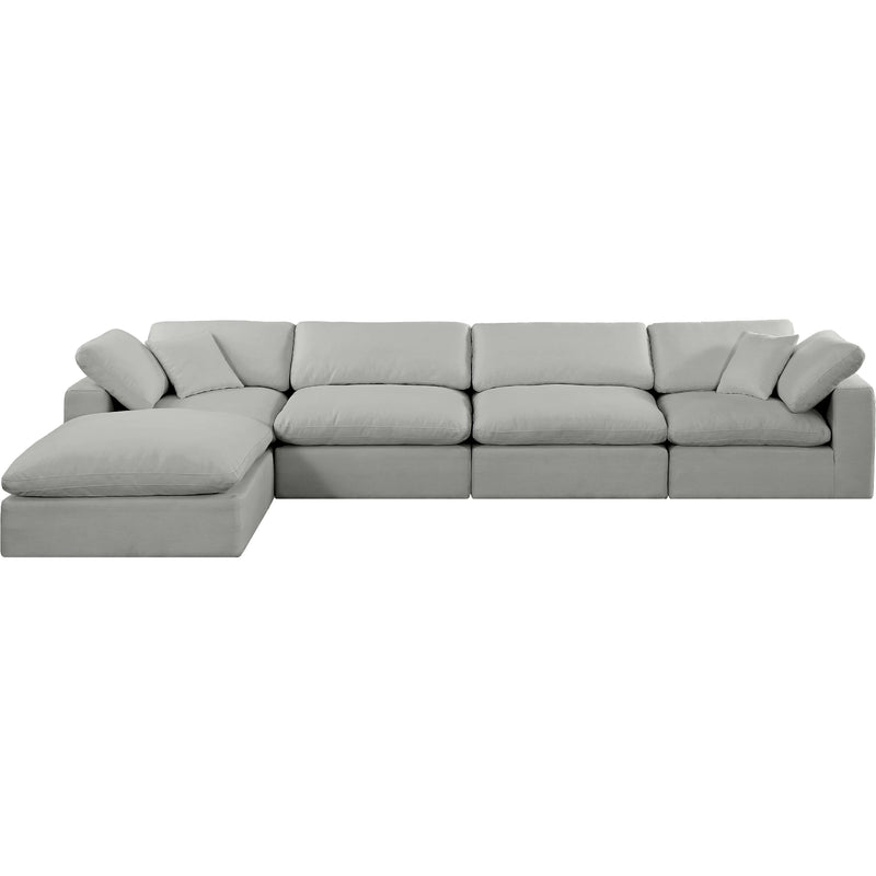 Meridian Comfy Grey Linen Textured Fabric Modular Sectional IMAGE 7