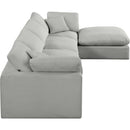 Meridian Comfy Grey Linen Textured Fabric Modular Sectional IMAGE 9