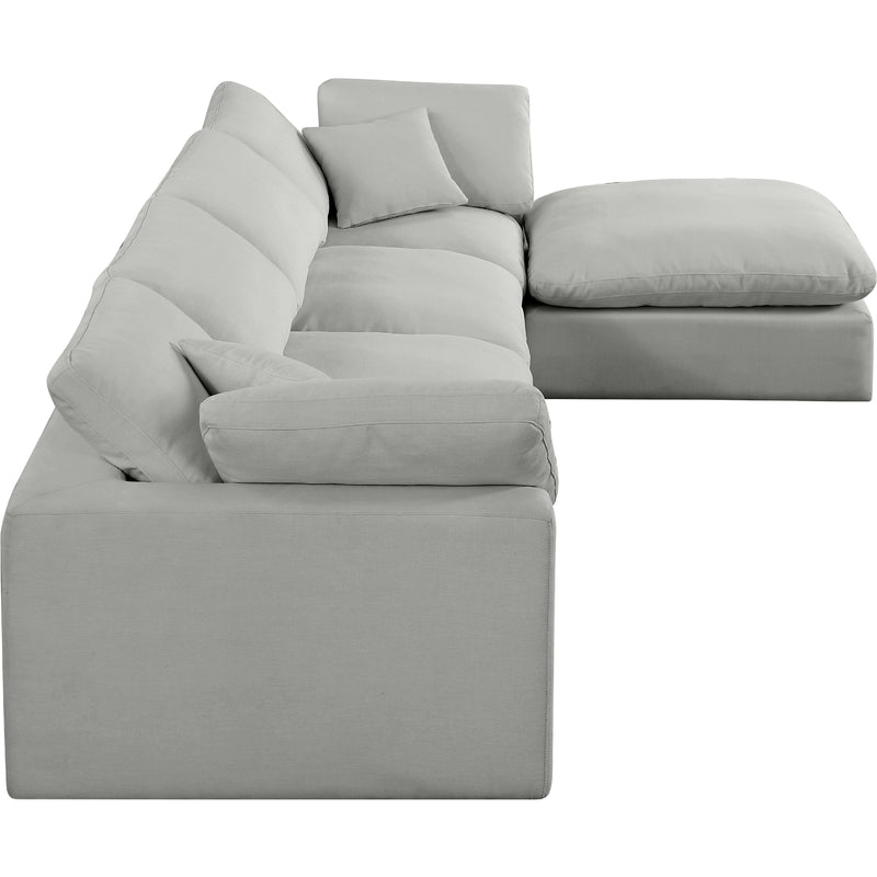 Meridian Comfy Grey Linen Textured Fabric Modular Sectional IMAGE 9