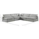 Meridian Comfy Grey Linen Textured Fabric Modular Sectional IMAGE 10