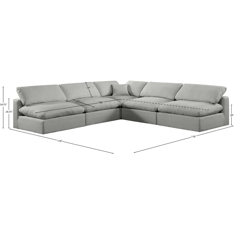 Meridian Comfy Grey Linen Textured Fabric Modular Sectional IMAGE 10