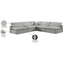 Meridian Comfy Grey Linen Textured Fabric Modular Sectional IMAGE 11