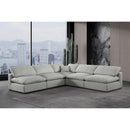 Meridian Comfy Grey Linen Textured Fabric Modular Sectional IMAGE 2