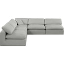 Meridian Comfy Grey Linen Textured Fabric Modular Sectional IMAGE 4
