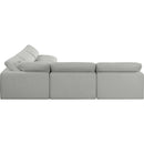Meridian Comfy Grey Linen Textured Fabric Modular Sectional IMAGE 5