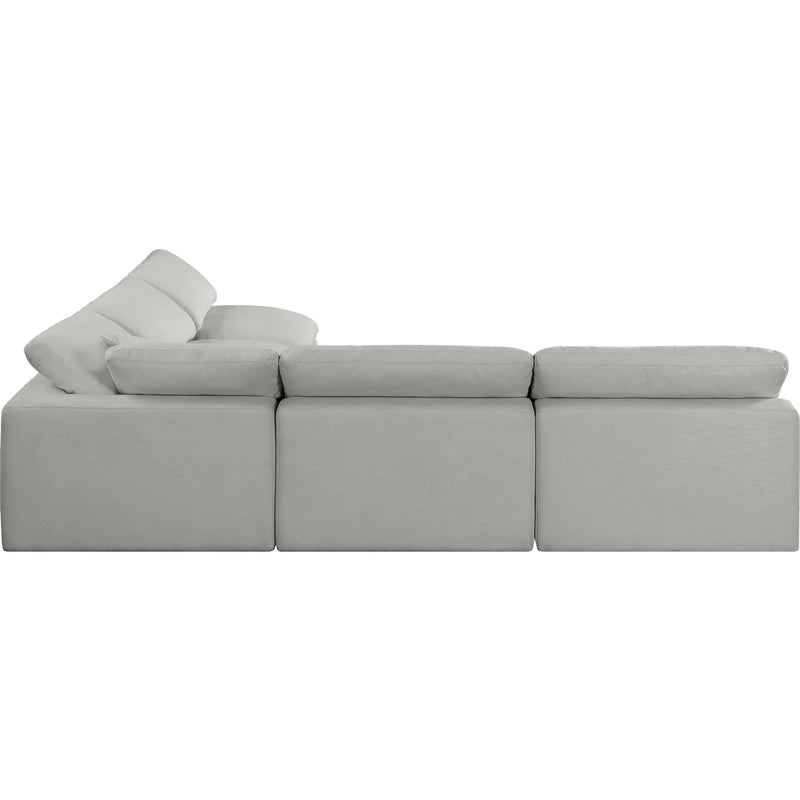 Meridian Comfy Grey Linen Textured Fabric Modular Sectional IMAGE 5