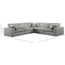 Meridian Comfy Grey Linen Textured Fabric Modular Sectional IMAGE 10