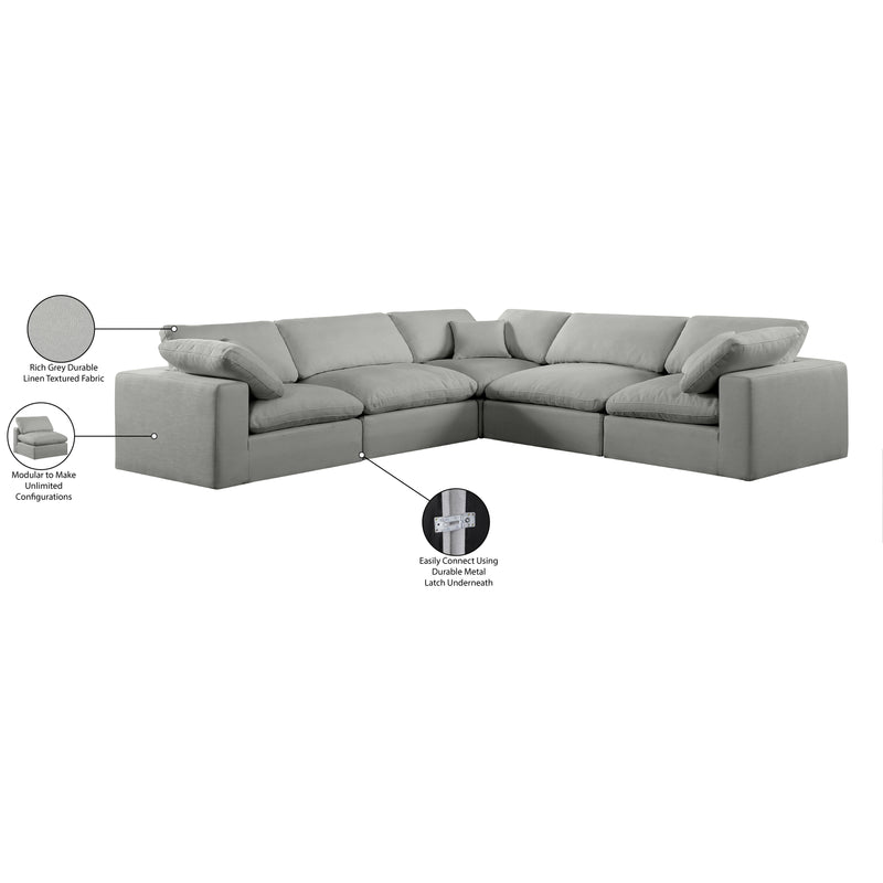 Meridian Comfy Grey Linen Textured Fabric Modular Sectional IMAGE 11