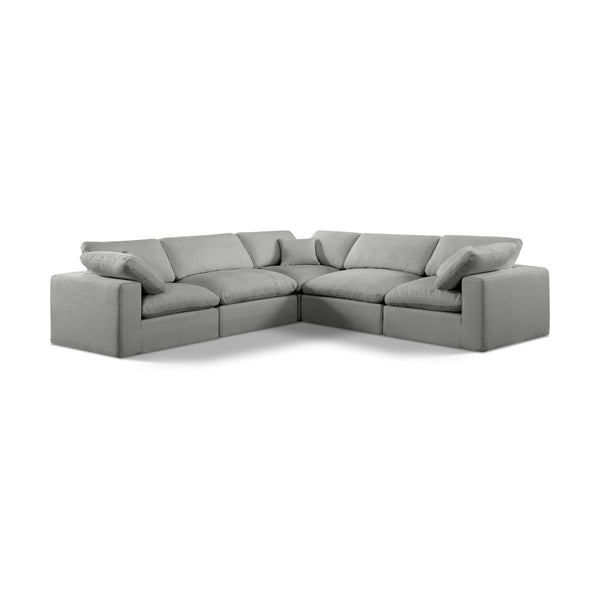 Meridian Comfy Grey Linen Textured Fabric Modular Sectional IMAGE 1