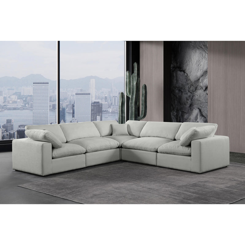 Meridian Comfy Grey Linen Textured Fabric Modular Sectional IMAGE 2